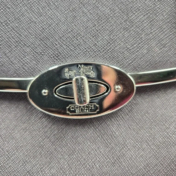 NEW COACH Madison Sadie Flap Saffiano Leather Satchel Gray Metallic + Red F26274 - Picture 6 of 16